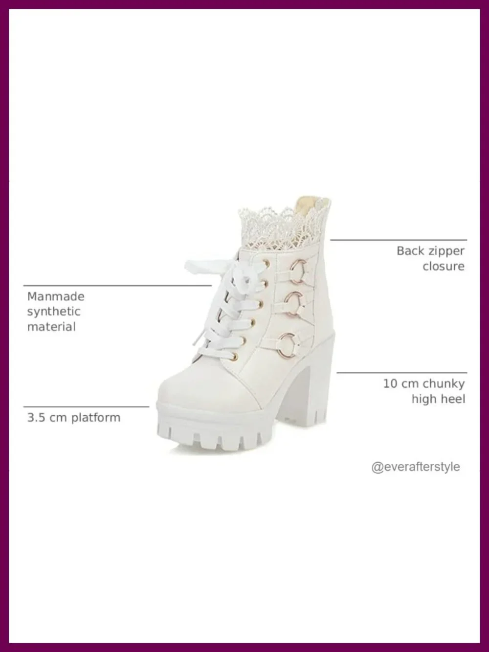Womens Chunky Platform Ankle Boots High Heel Lace Up Boots Sweet Back Zipper